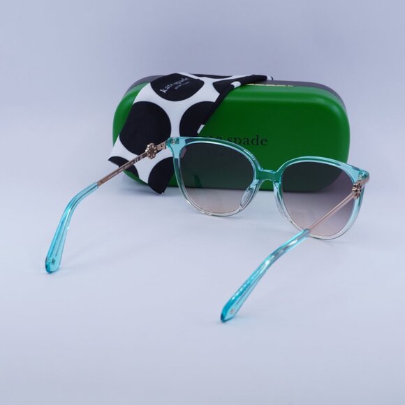 Kate Spade KRISTINA/G/S 0IWB FF Cat Eye Sunglasses - Green/Gold/Grey main image 6
